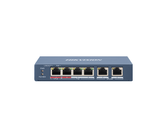 Hikvision DS-3E0106HP-E 4 Port PoE+ Switch (Dual Gb Uplink & 1 Port Hi POE)