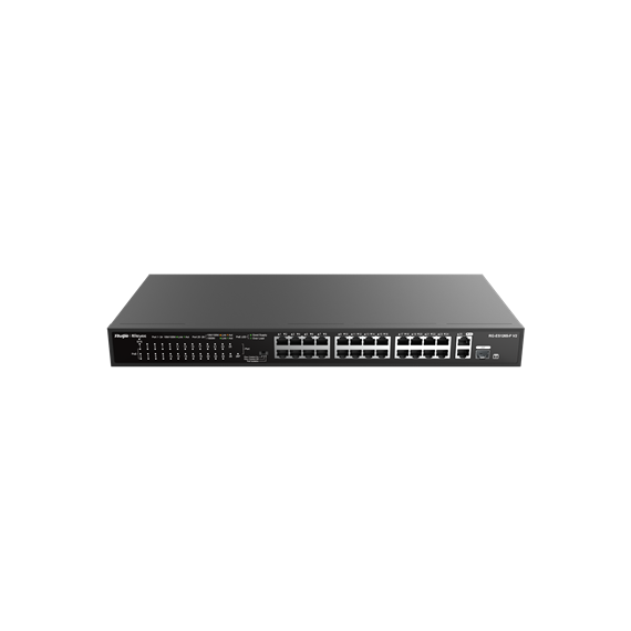 Ruijie RG-ES126S-P-V2 24 Port (100 Mbps) PoE+ Switch (370W budget) Rackmount Unm...