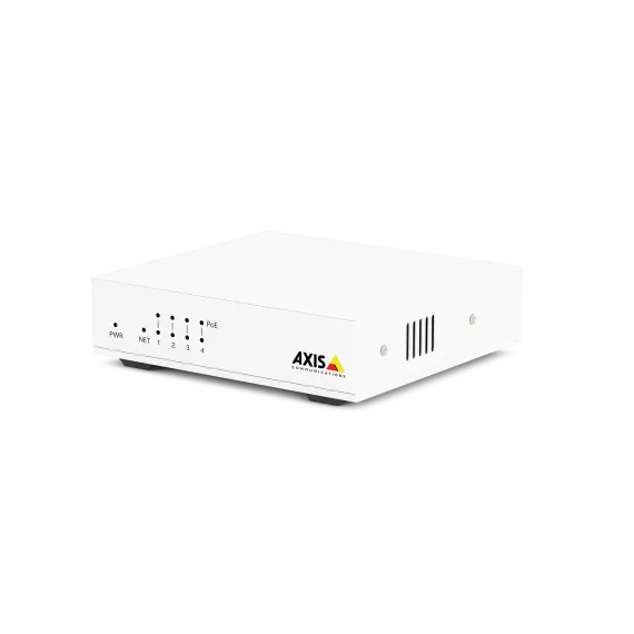 AXIS D8004 4-Port Unmanaged PoE+ Switch (02101-003) – Compact Network Switch wit...