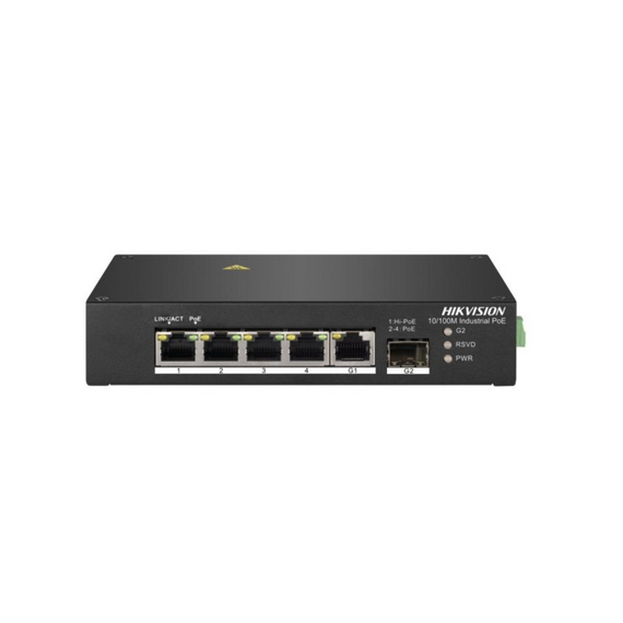 HIKVISION DS-3T0306HP 4 Port Fast Ethernet Unmanaged Industrial Hi-POE Switch