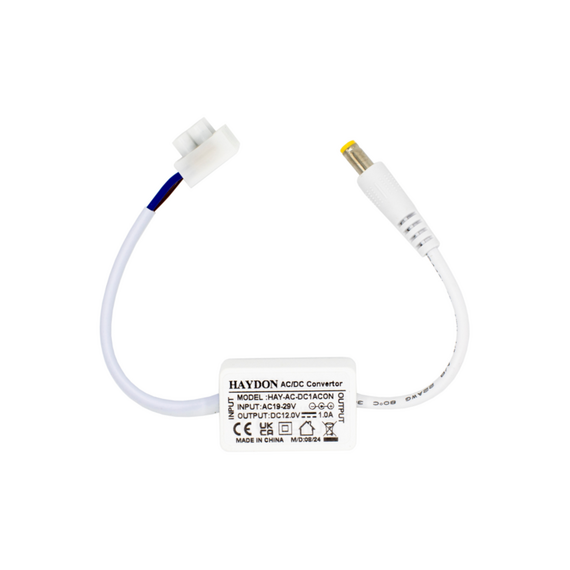 Haydon HAY-AC-DC1ACON 24V AC to 12V DC 1A Inline Converter for CCTV and Security...
